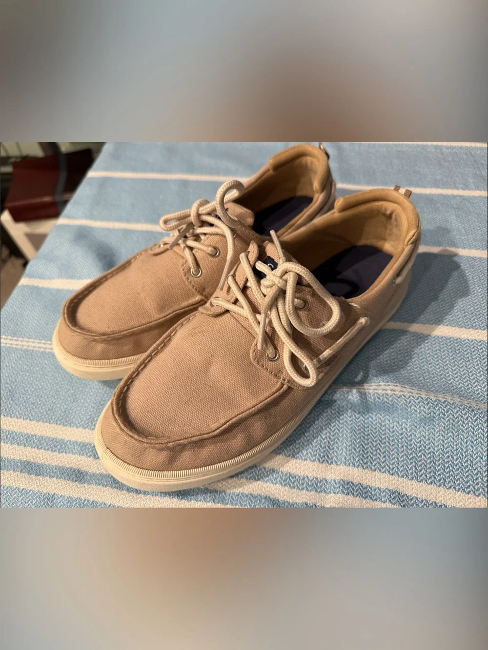Sperry Beige Canvas Boat Shoes